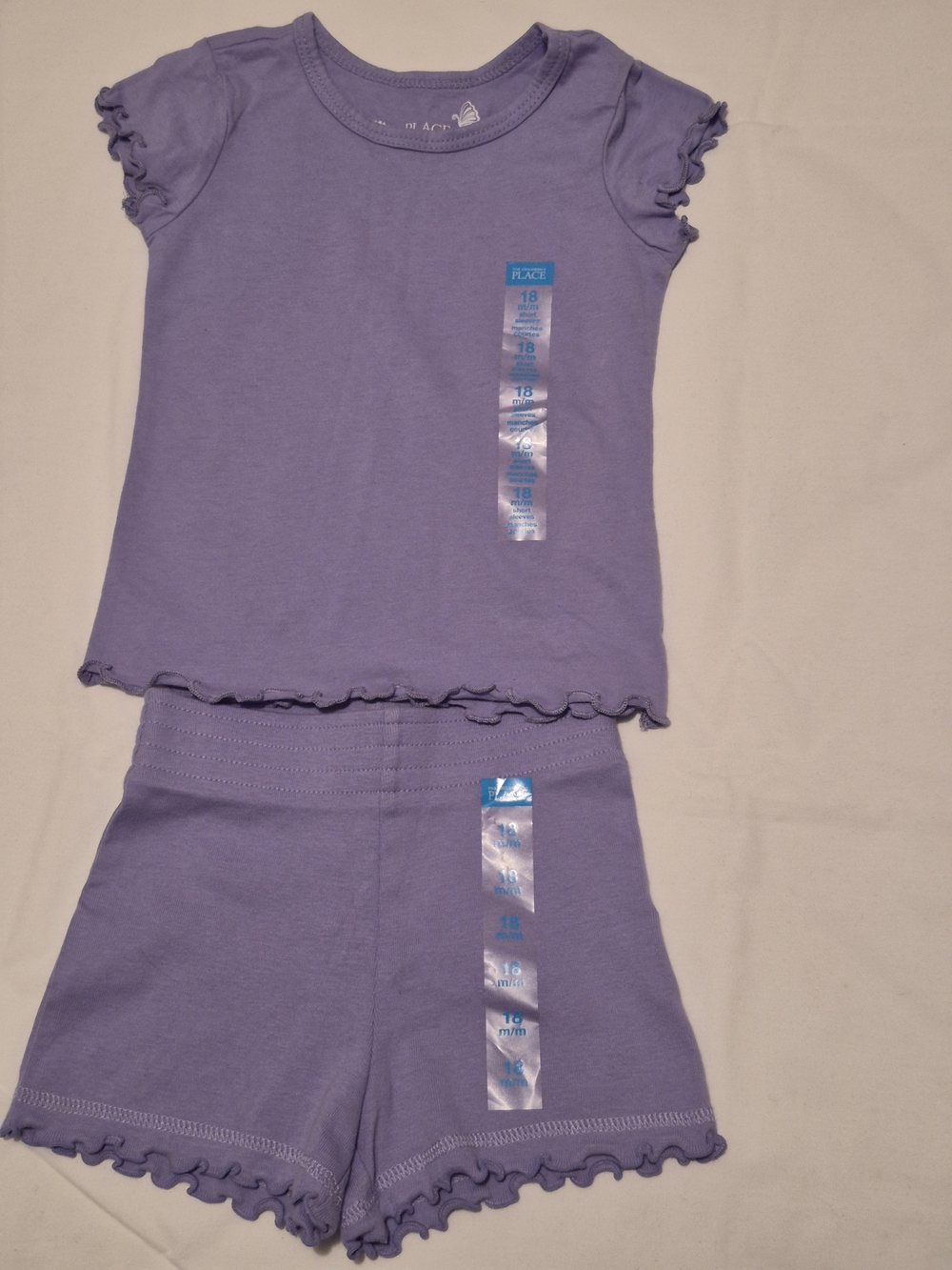 The Children's Place Lavender Ruffle Sleeve Top & Shorts Set